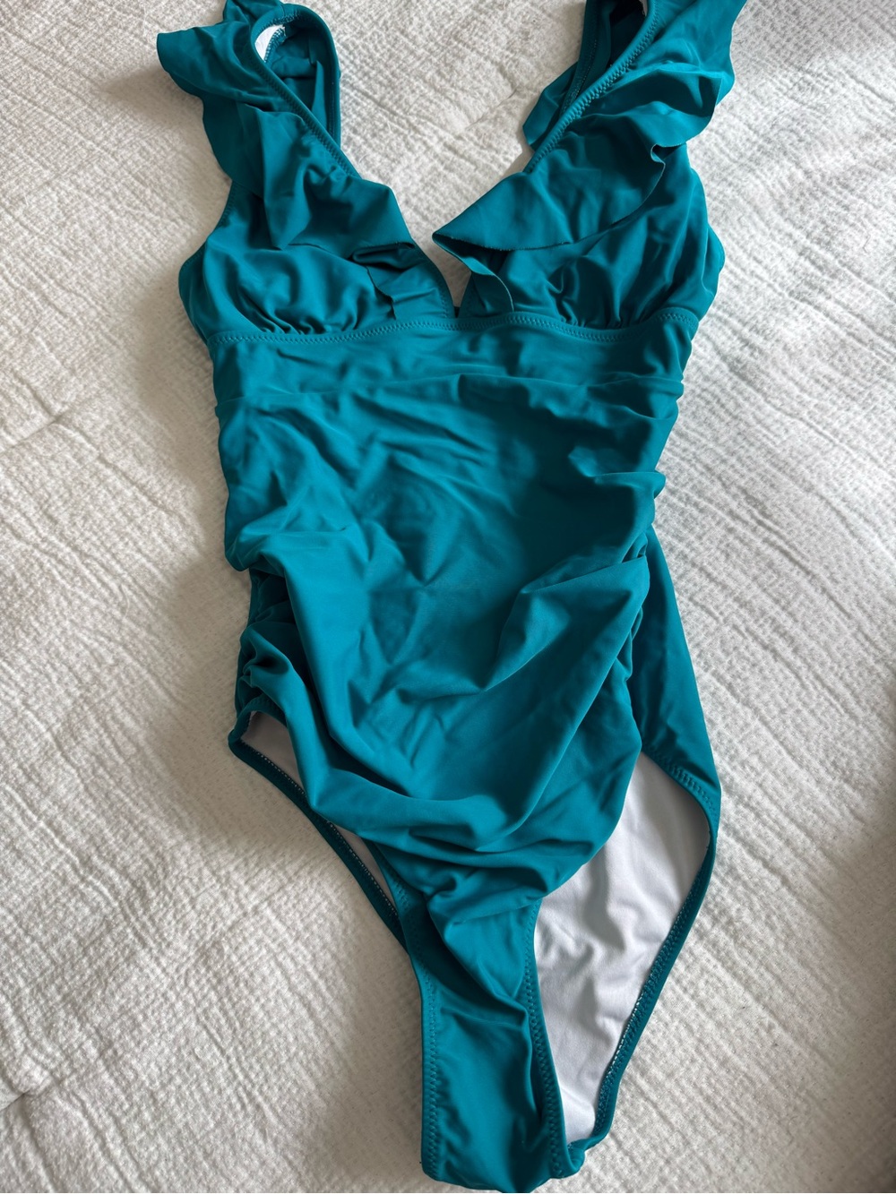 Teal Ruffled One-Piece Swimsuit